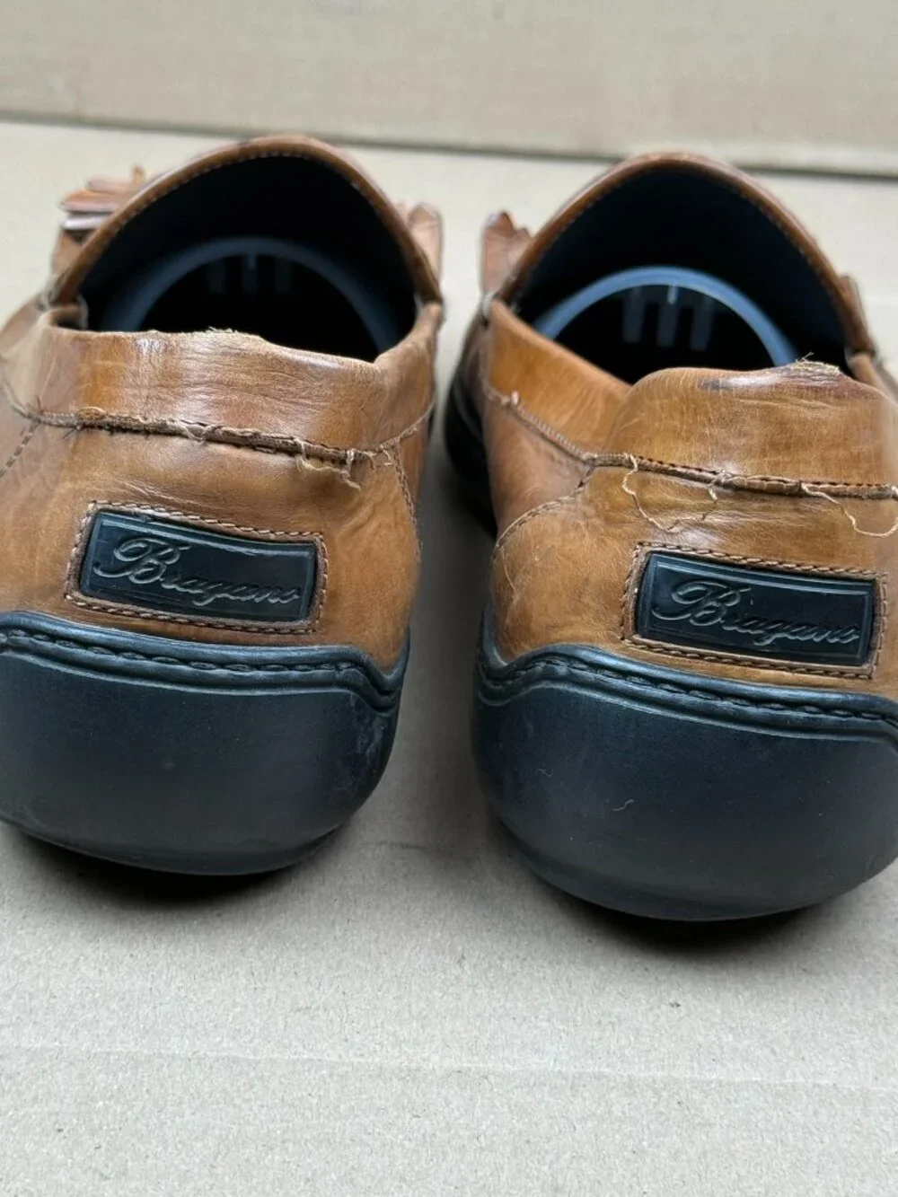 Bragano Men's Brown Leather Tassel Loafers Size 11.5 M DAMAGE